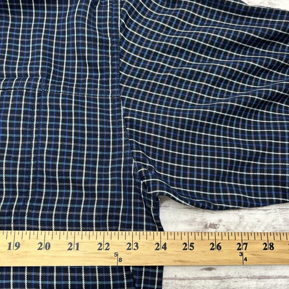 The North Face Long Sleeve Plaid Flannel Shirt Blue Men's L Pocket Outdoors